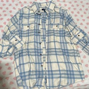Cream & blue George flannel